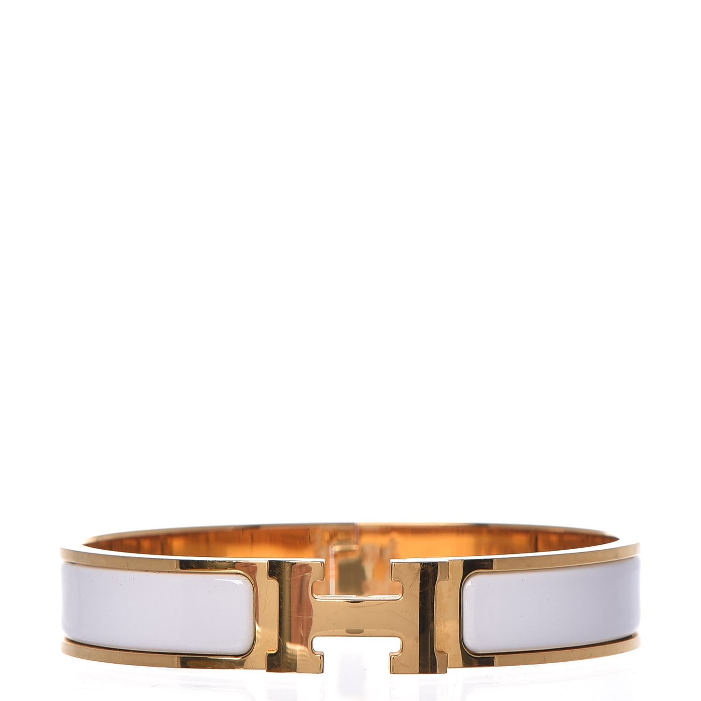 Enamel Narrow Clic Clac H Bracelet PM White