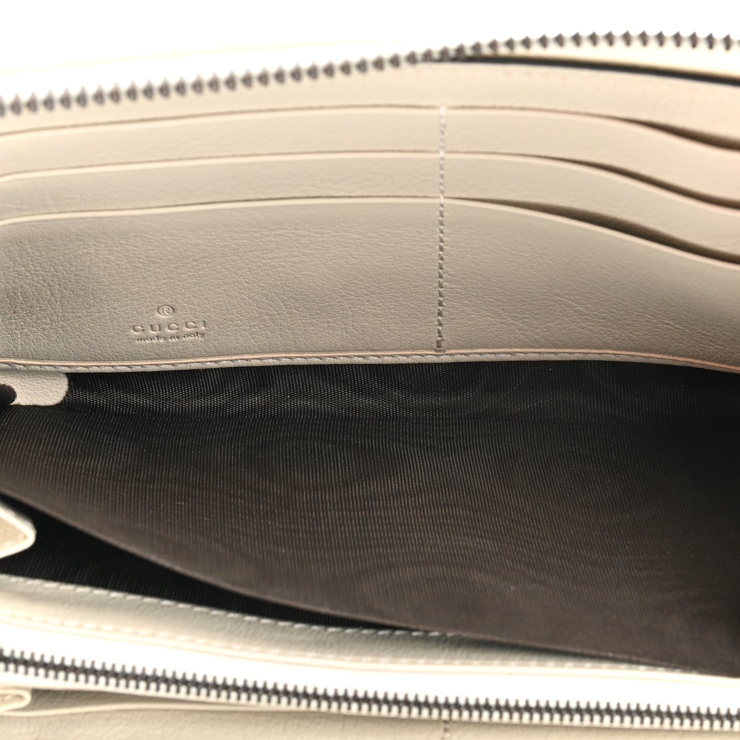 Gucci Wonka Grain Calfskin Diana Zip Around Continental Wallet Mystic White 8 of 14