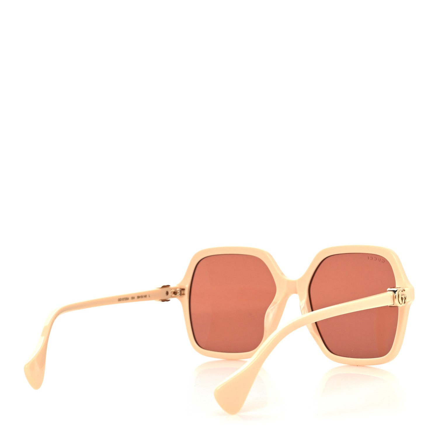 Gucci Acetate Oversize Rectangle Frame GG1072SA Sunglasses Shiny Solid Powder Pink Ivory 4 of 7
