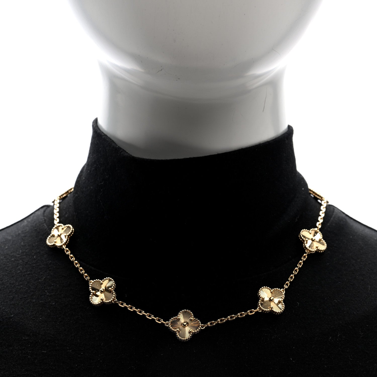 Van Cleef & Arpels 18K Yellow Gold 10 Motifs Guilloche Vintage Alhambra Necklace 2 of 4
