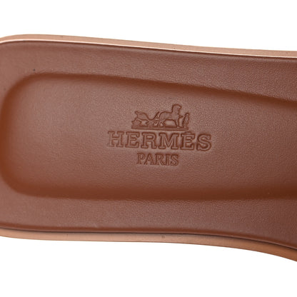 Hermes Box Calfskin Oran Sandals 37 Gold 9 of 10