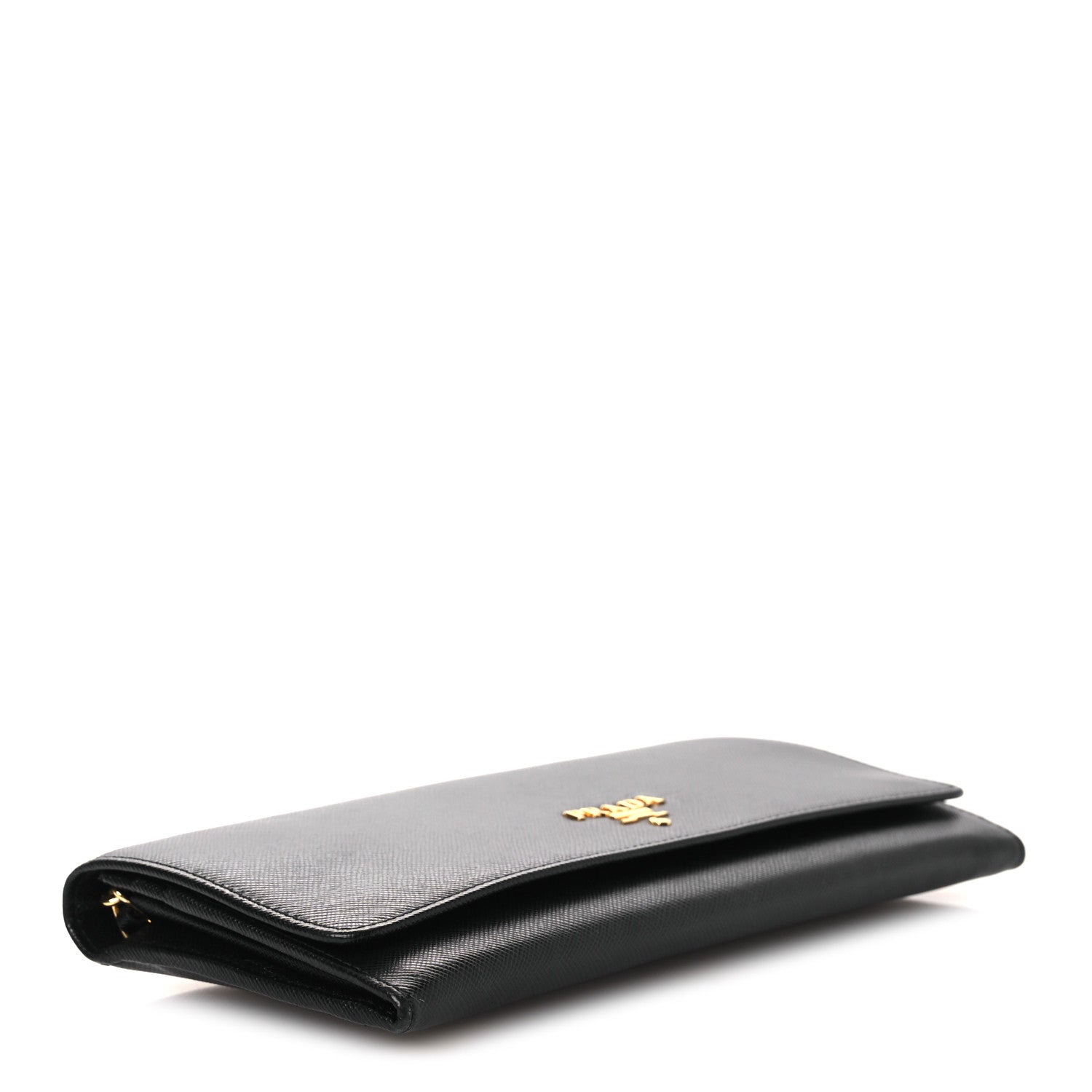 Prada Saffiano Metal Oro Chain Wallet Black 4 of 15