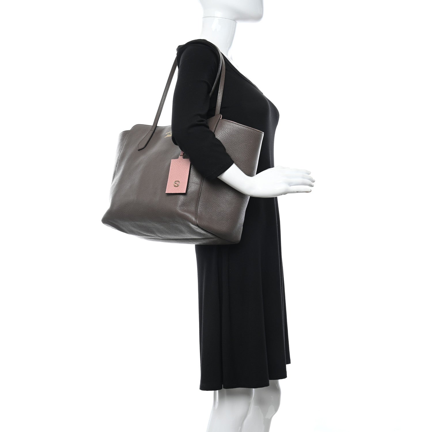 Gucci Dollar Calfskin Medium Swing Tote Grey Field Soft Pink 2 of 29
