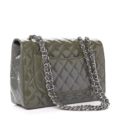 Chanel Patent Quilted Jumbo Single Flap Grey 4 of 12