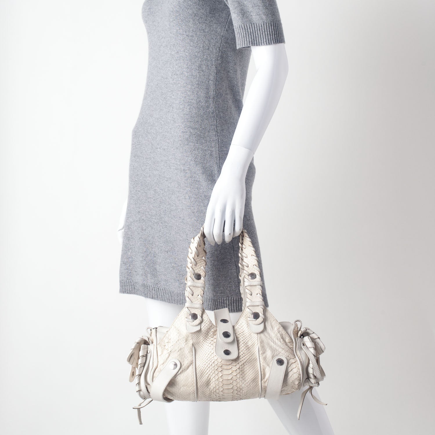 Chloe Python Silverado Shoulder Bag White 2 of 10