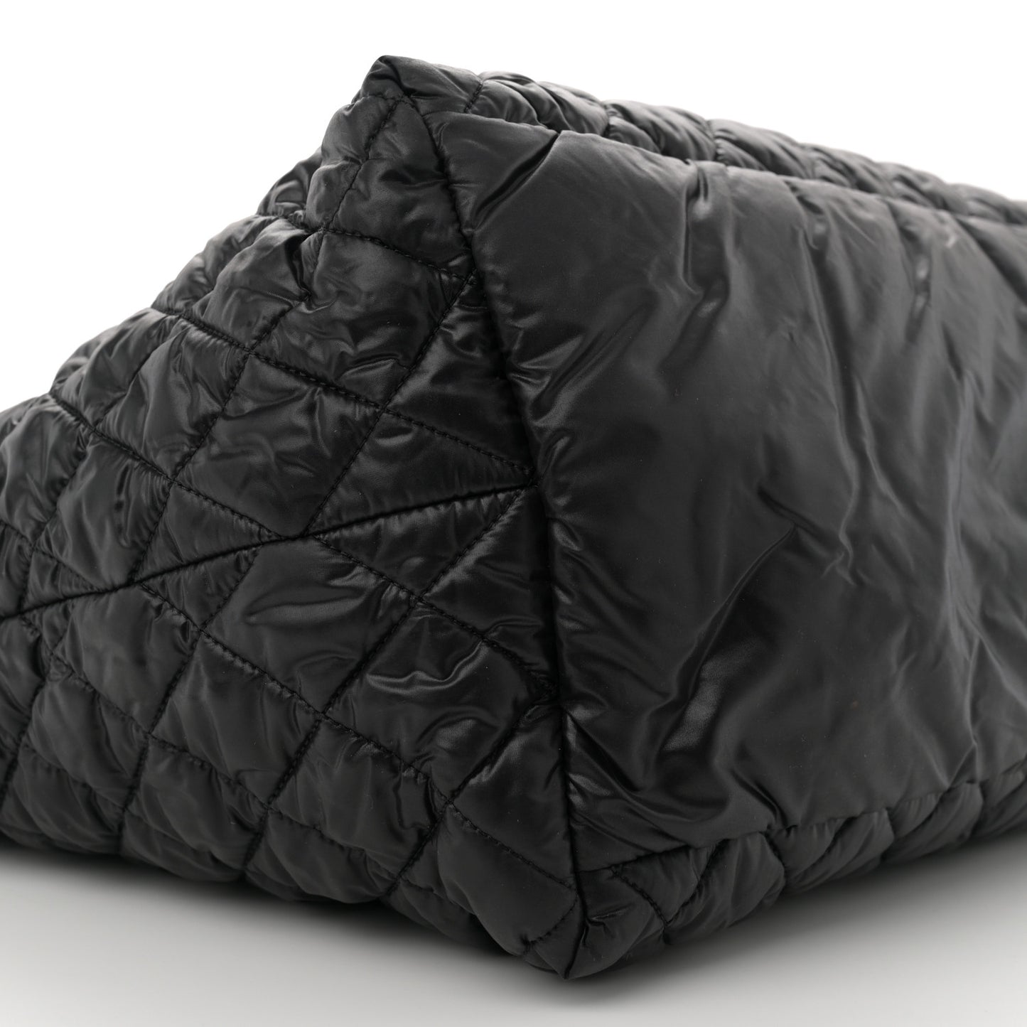 Nylon Quilted Large Coco Cocoon Tote   Black