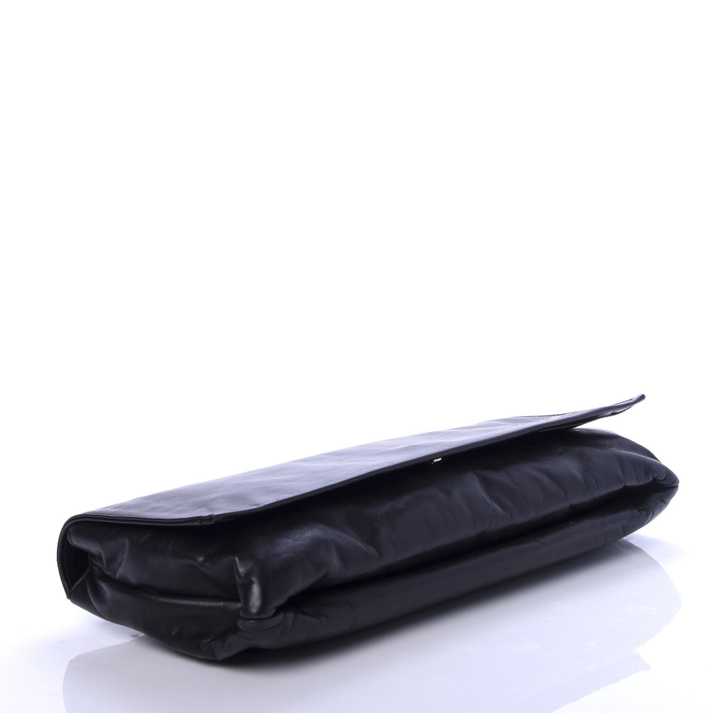 Glace Calfskin Fold Over Clutch Black