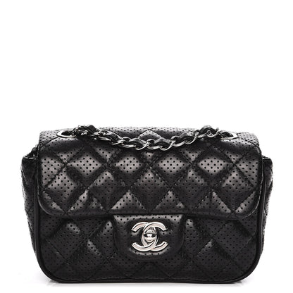 Chanel Lambskin Perforated Mini Rectangular Flap Black 1 of 8