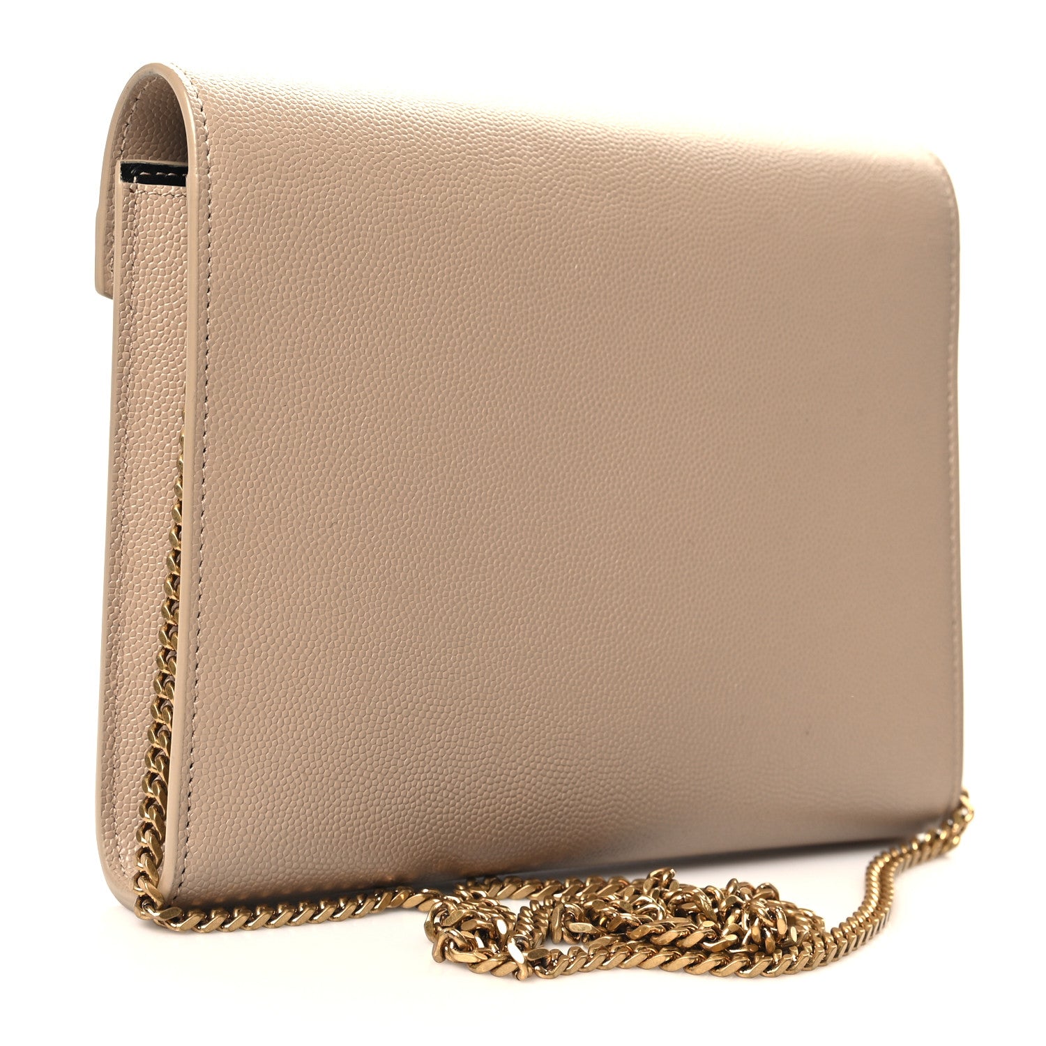 Saint Laurent Grain De Poudre Monogram Cassandra Chain Wallet Dark Beige 3 of 10