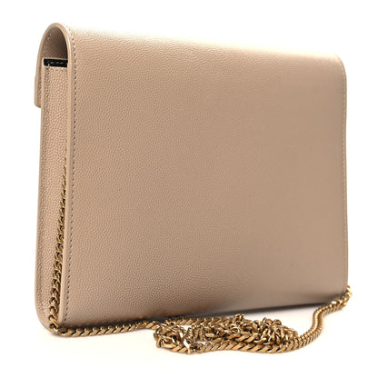 Saint Laurent Grain De Poudre Monogram Cassandra Chain Wallet Dark Beige 3 of 10