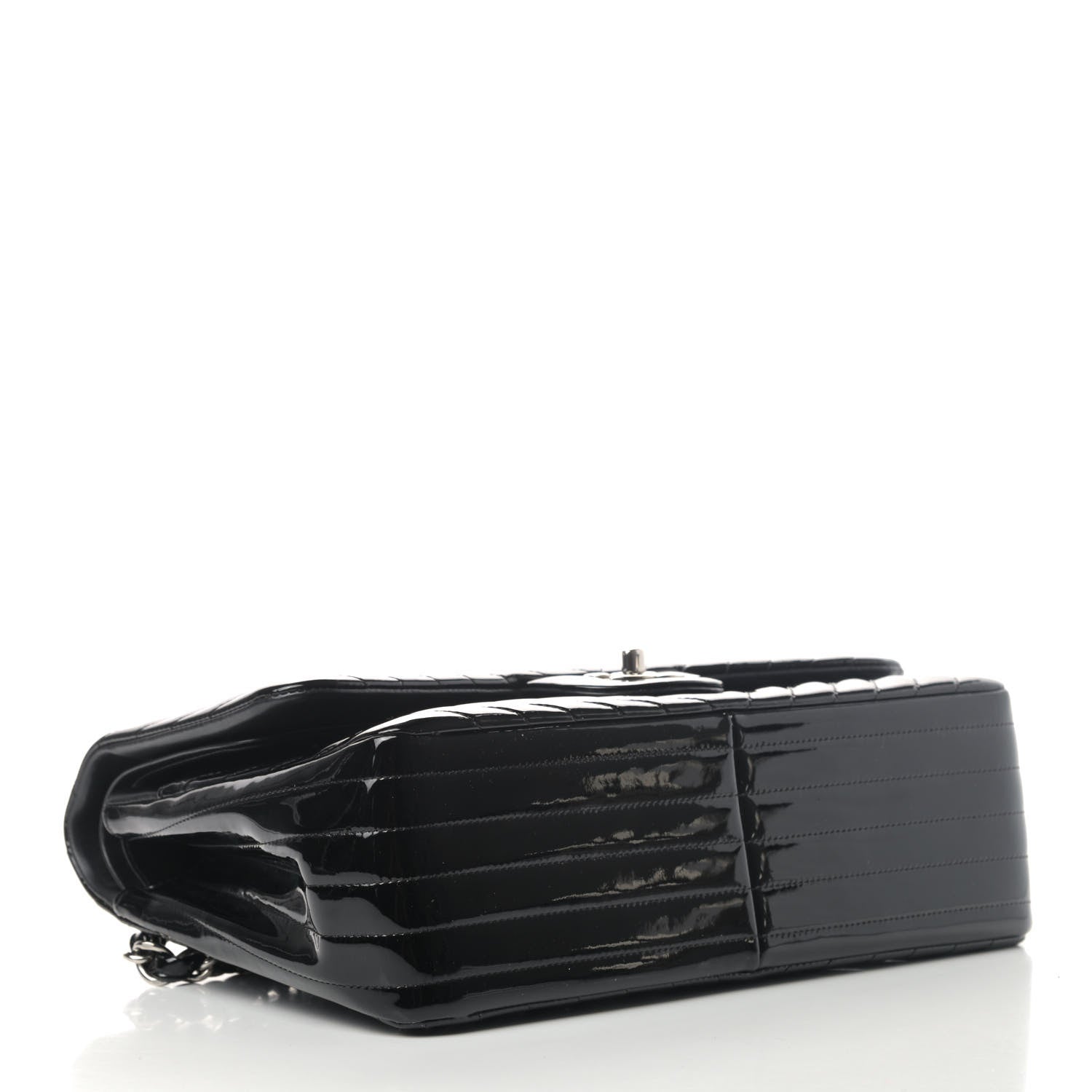 Chanel Patent Chevron Quilted Jumbo Double Flap Black 3 of 4