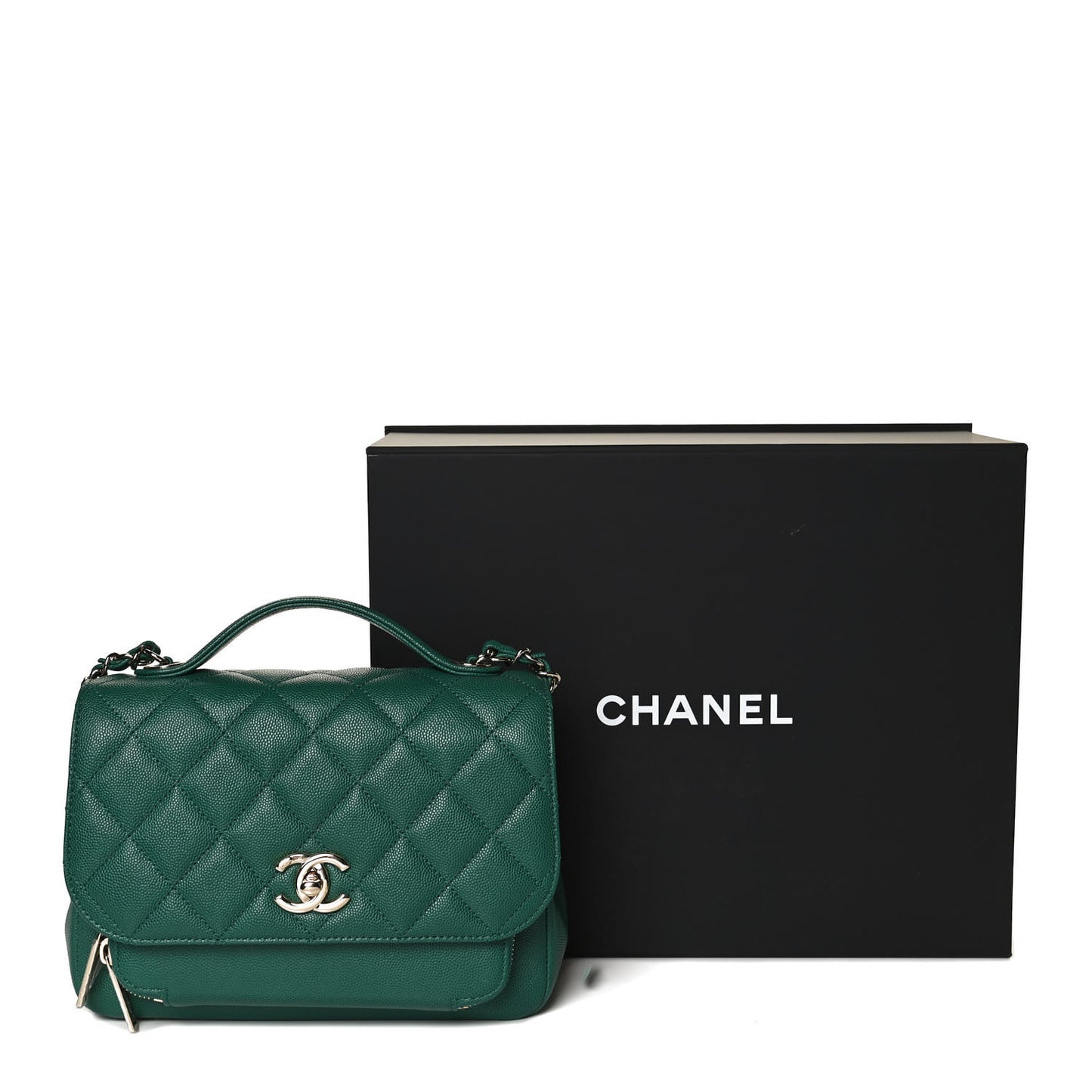 Caviar Quilted Medium Business Affinity Flap Green