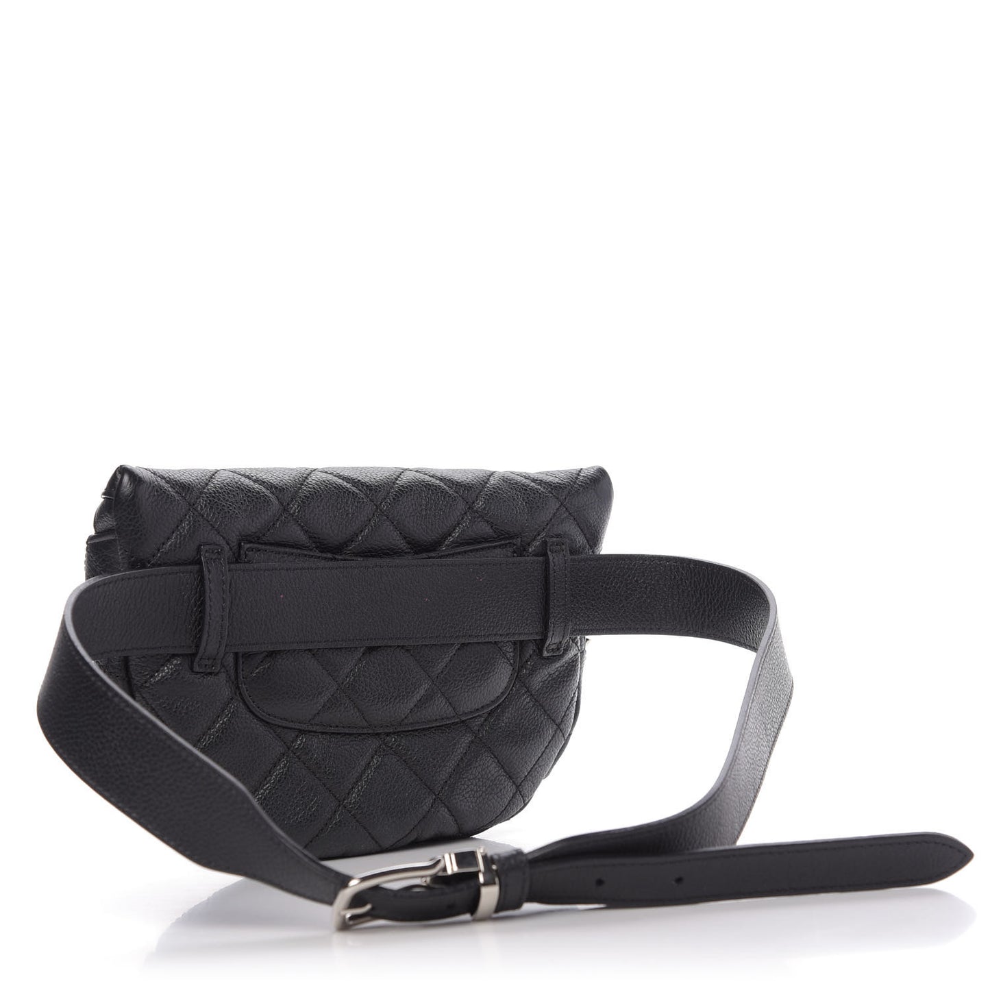 Grained Calfskin Quilted Waist Belt Bag Black