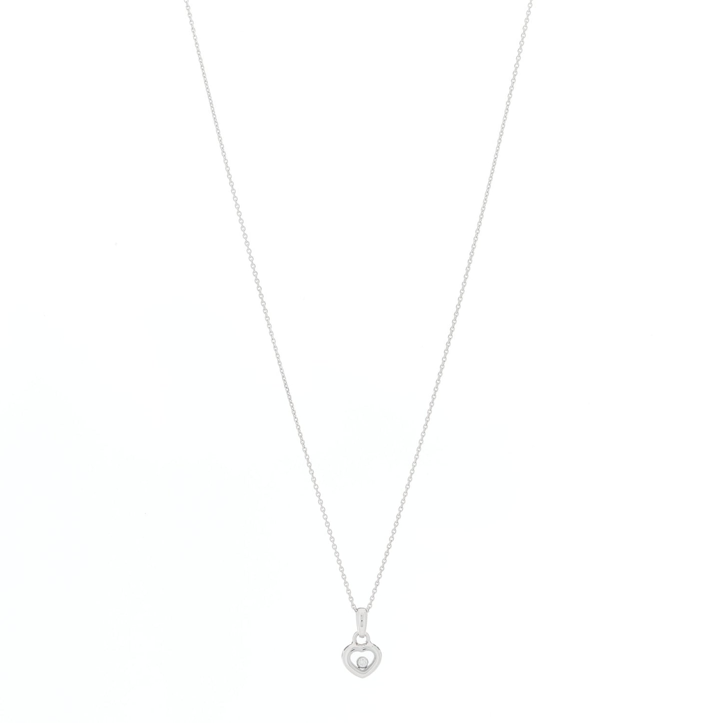 18K White Gold Happy Diamonds Icons Heart Pendant Necklace