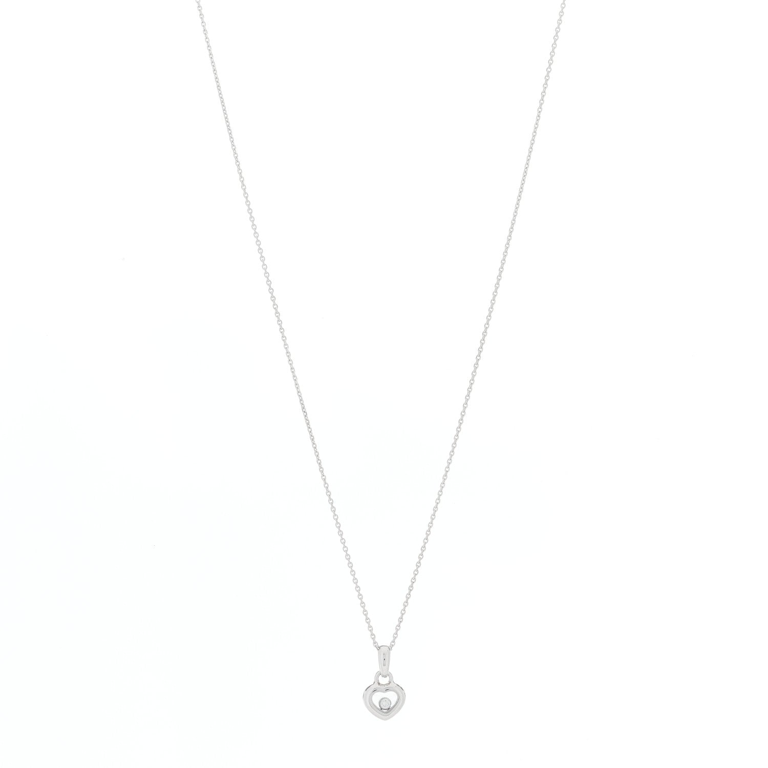 Chopard 18K White Gold Happy Diamonds Icons Heart Pendant Necklace 1 of 5