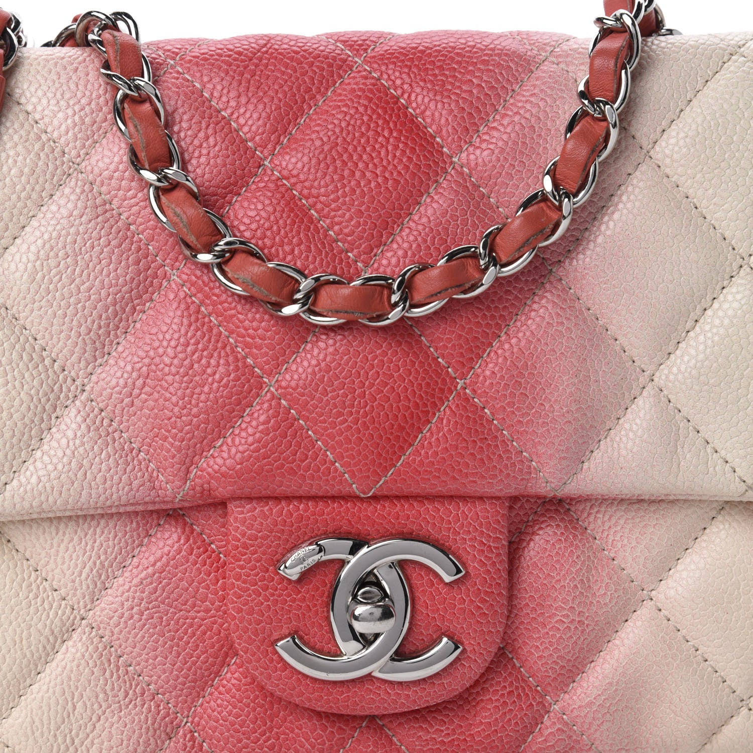 Chanel Caviar Quilted Ombre Medium Single Flap White Rose Pink 12 of 12