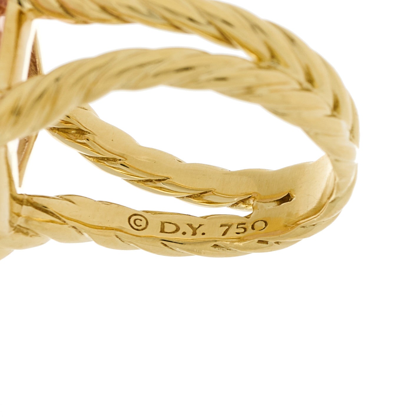 David Yurman 18K Yellow Gold Diamond Morganite 15mm Cushion On Point Ring 54 7 5 of 5