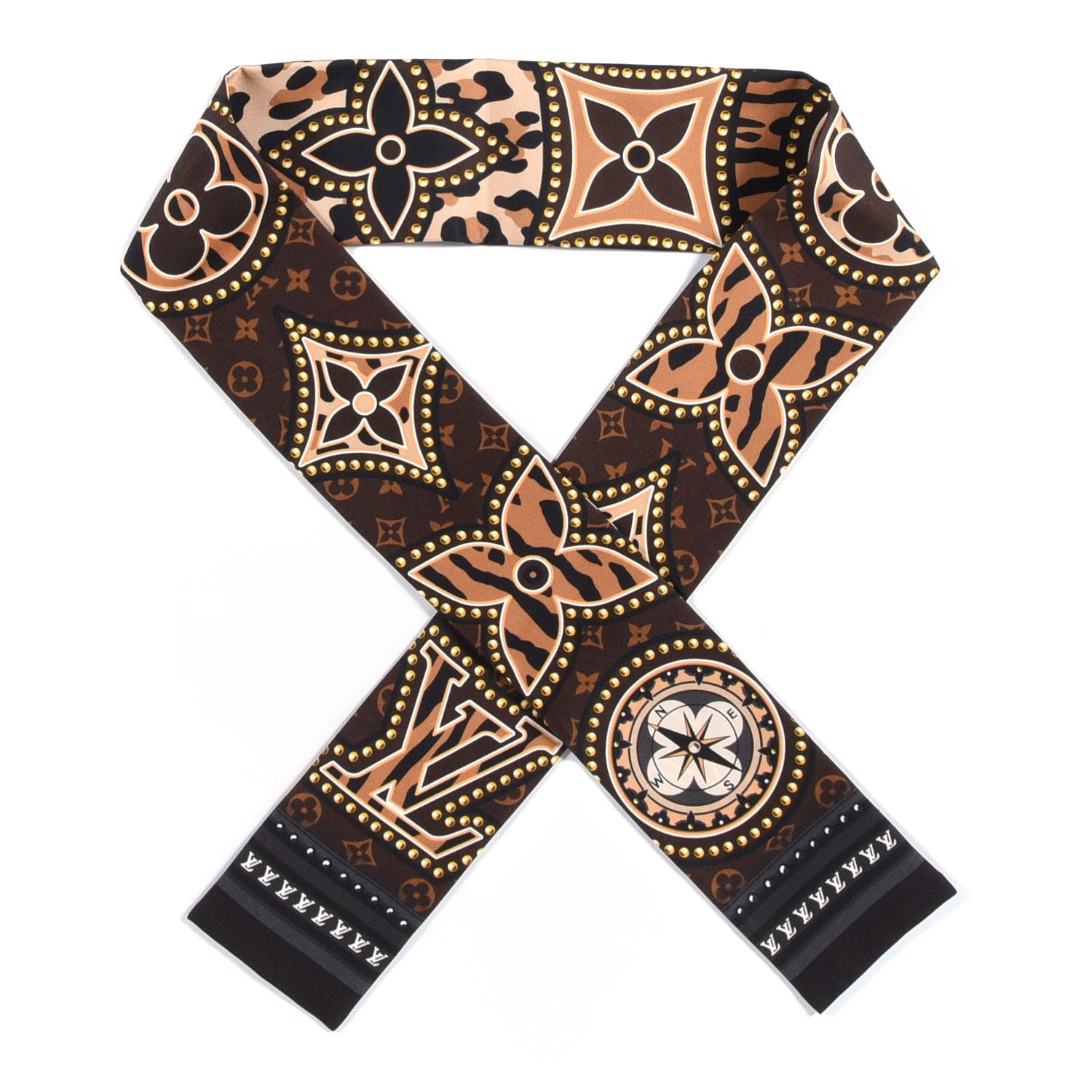 Louis Vuitton Silk Monogram LV World Bandeau Brown 1 of 3