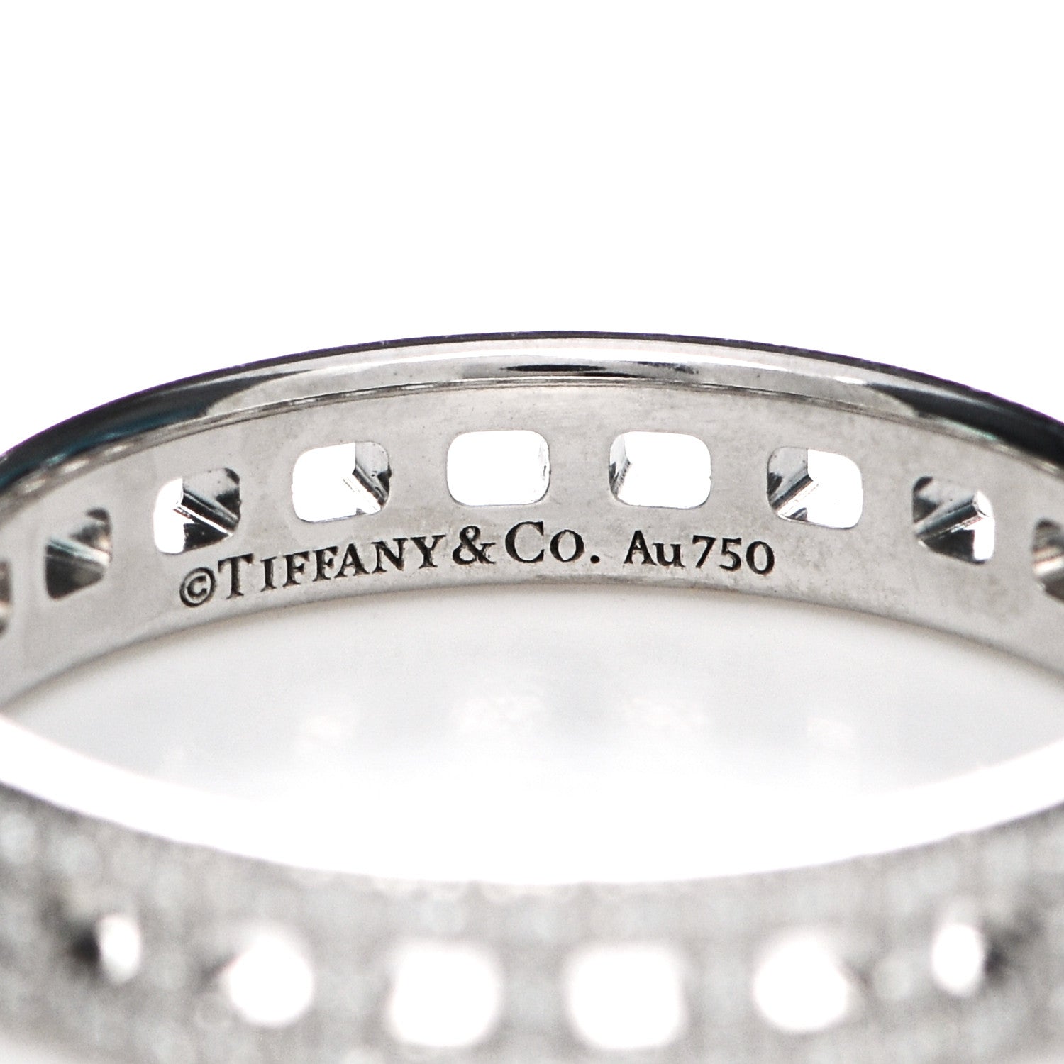 Tiffany 18K White Gold Diamond T True Narrow Band Ring 50 5.25 4 of 5