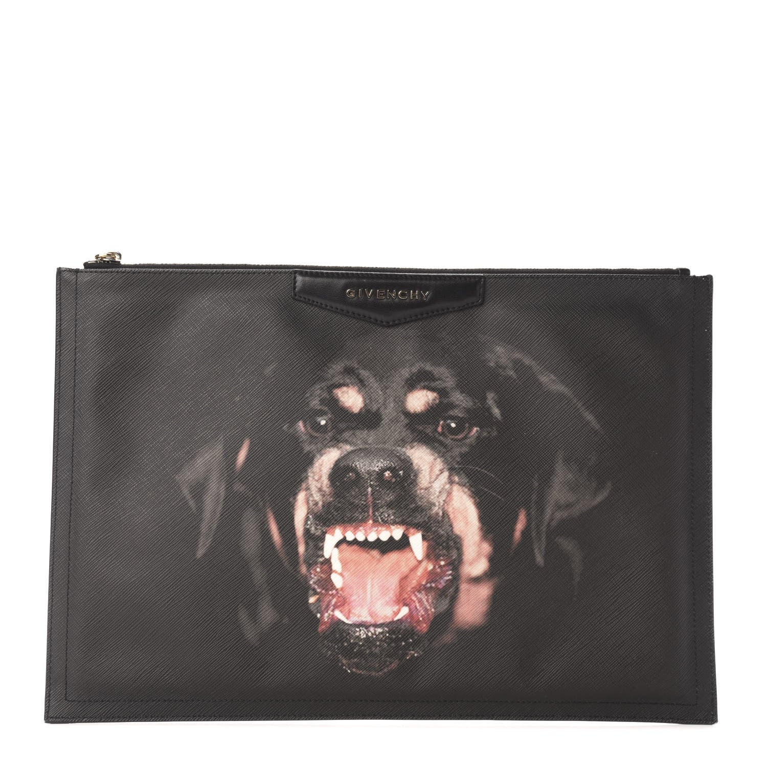 Givenchy Textured Coated Canvas Rottweiler Print Large Cosmetic Pouch Black 1 of 7