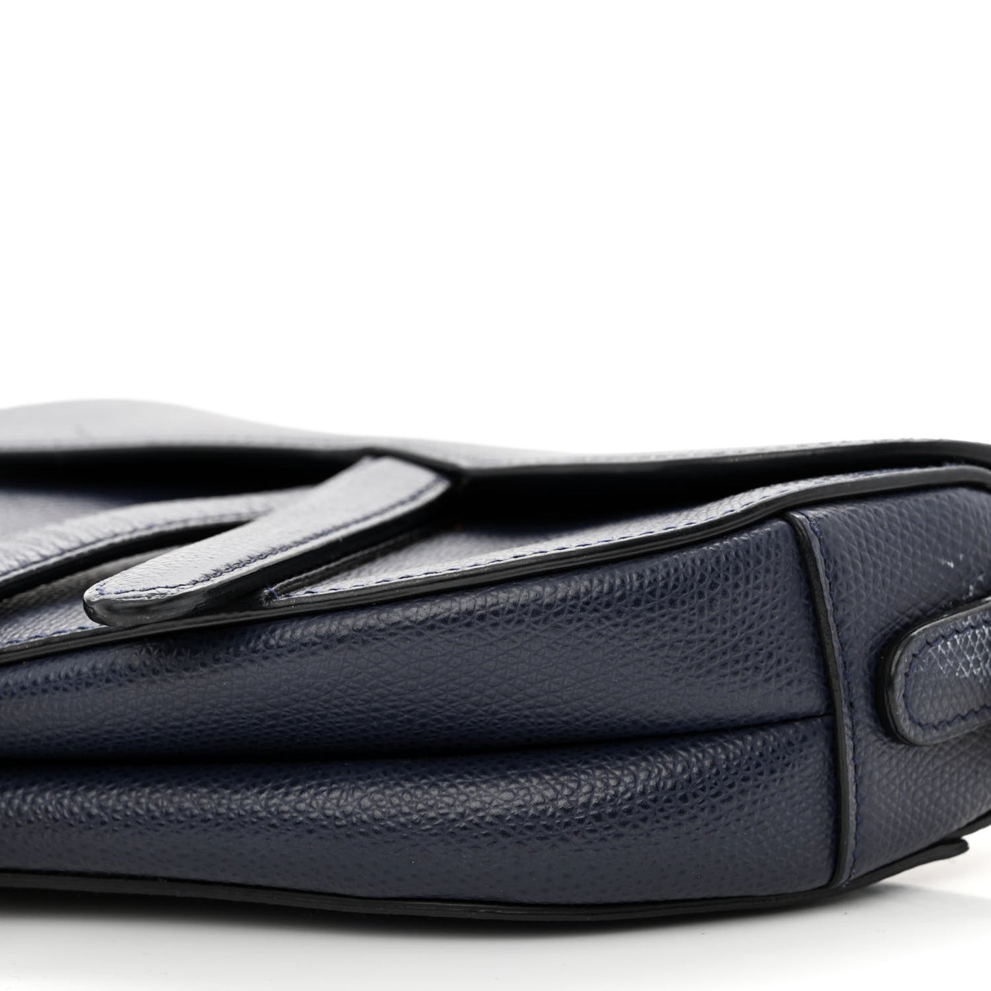Grained Calfskin Mini Saddle Bag Navy