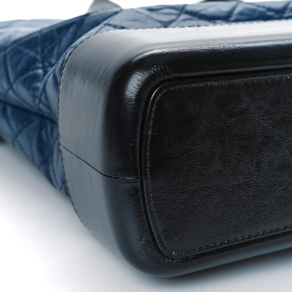 Chanel Metallic Aged Calfskin Quilted Large Gabrielle Shopping Tote Navy Black 7 of 10