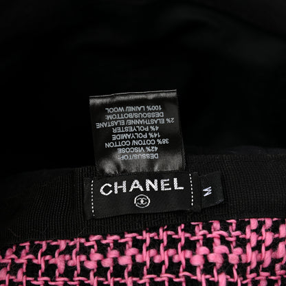 Chanel Cotton Tweed CC Snowflake Cap Hat M Pink Black 8 of 9