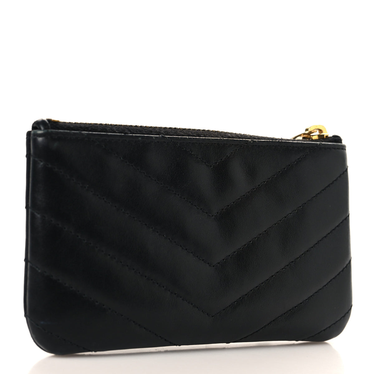 Saint Laurent Calfskin Matelasse Monogram Key Pouch Black 3 of 8