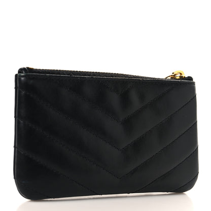 Saint Laurent Calfskin Matelasse Monogram Key Pouch Black 3 of 8