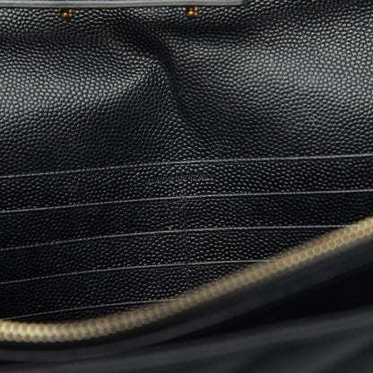 Saint Laurent Grain De Poudre Matelasse Chevron Monogram Chain Wallet Black 7 of 15