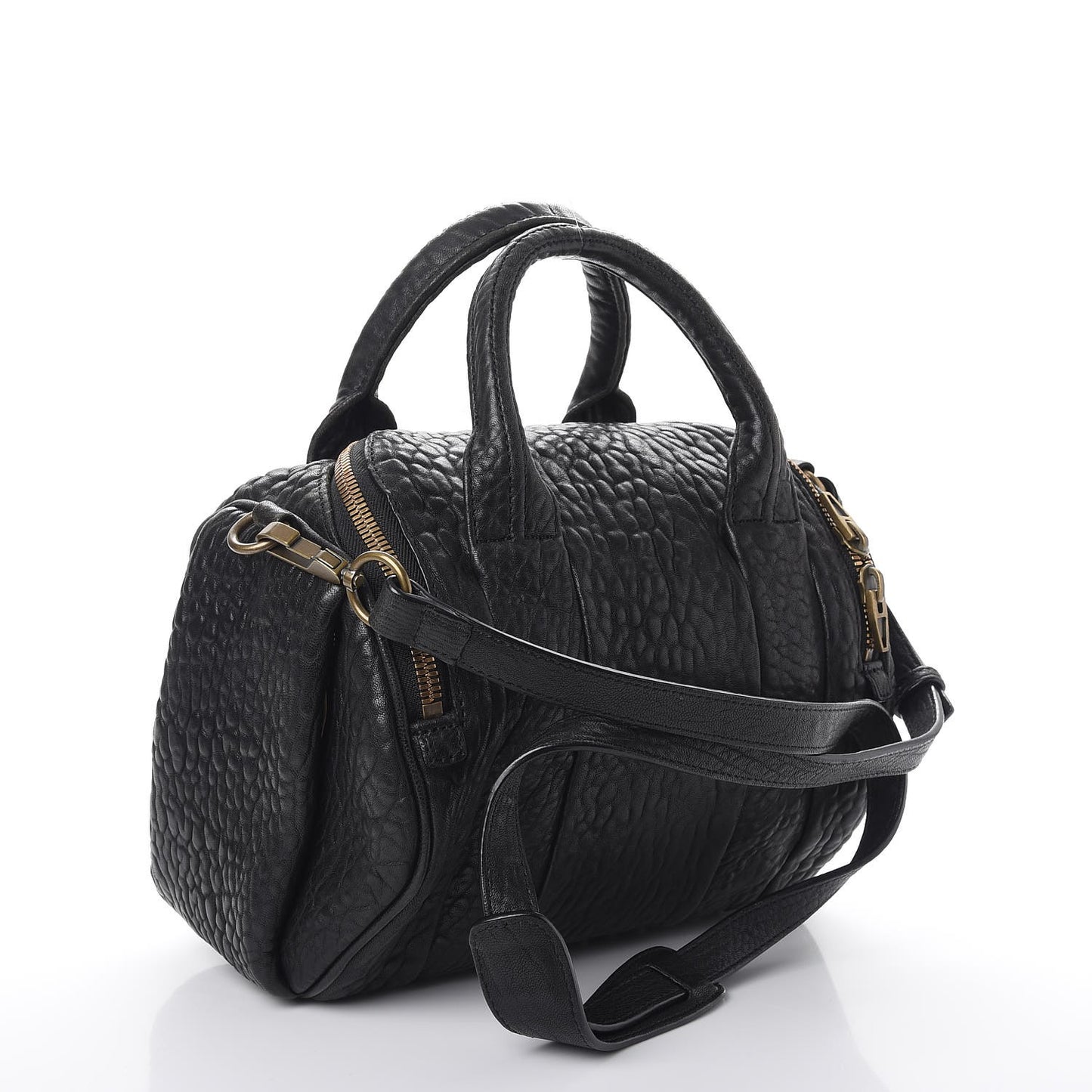 Pebbled Lambskin Rockie Black Gold Hardware