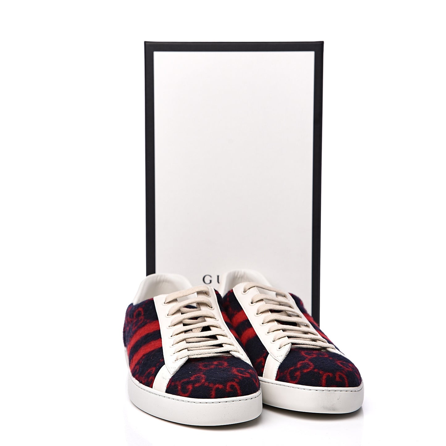 Covered Wool Big GG Monogram Mens Sneaker 13 Blue