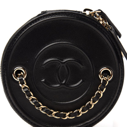 Chanel Lambskin Quilted Round Small Vanity Case With Chain Black 10 of 12