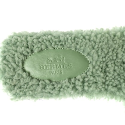 Hermes Woolskin Oran Sandals 39 Vert D’Eau 7 of 8