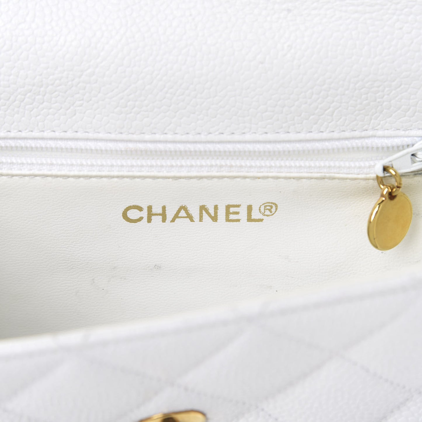 Caviar Quilted Single Flap Shoulder Bag White