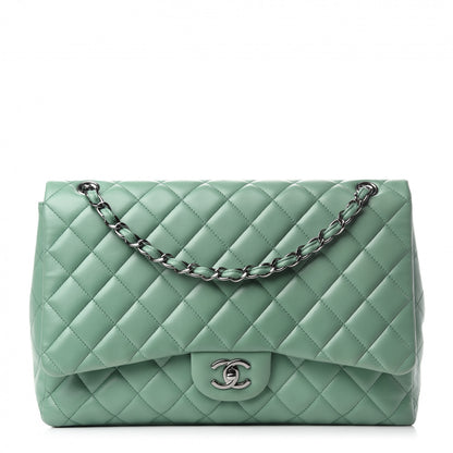Chanel Lambskin Quilted Maxi Single Flap Green 1 of 11