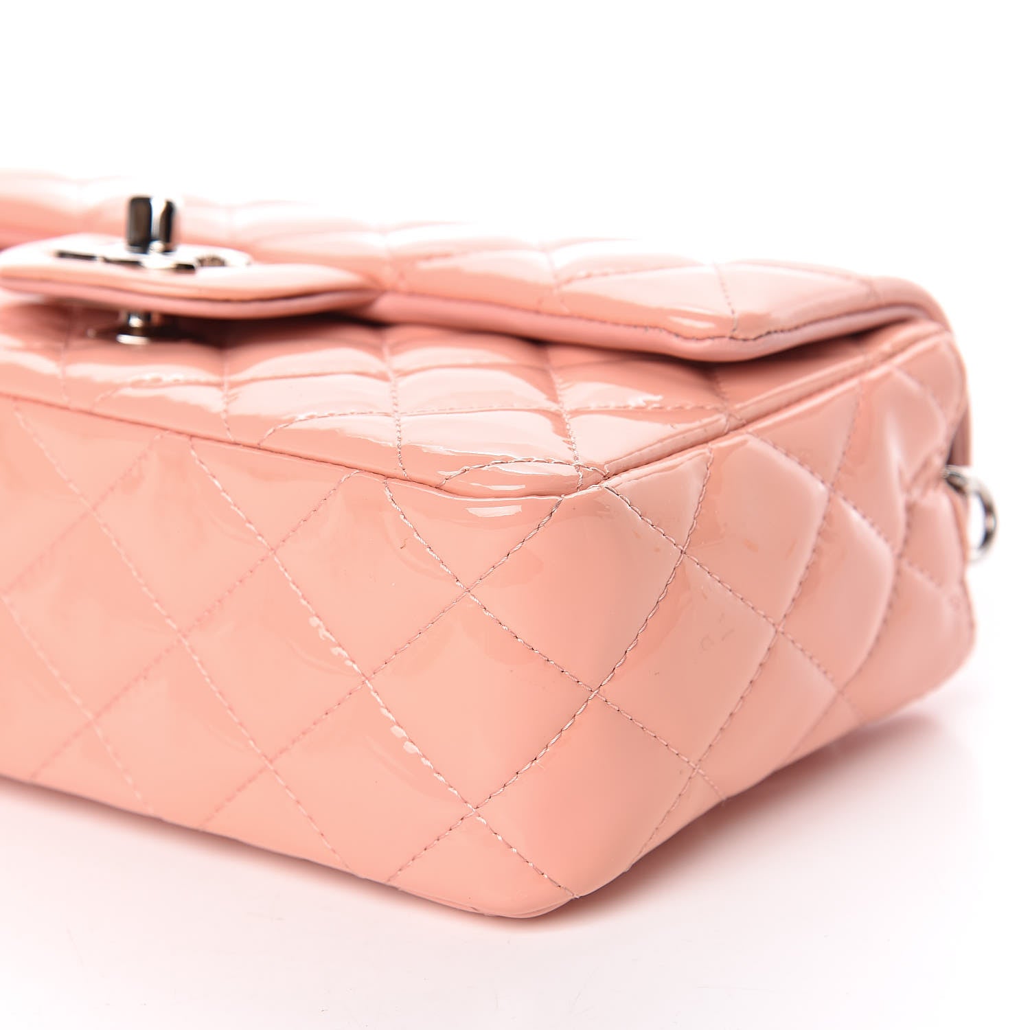 Chanel Patent Calfskin Quilted Mini Rectangular Flap Light Pink 9 of 15