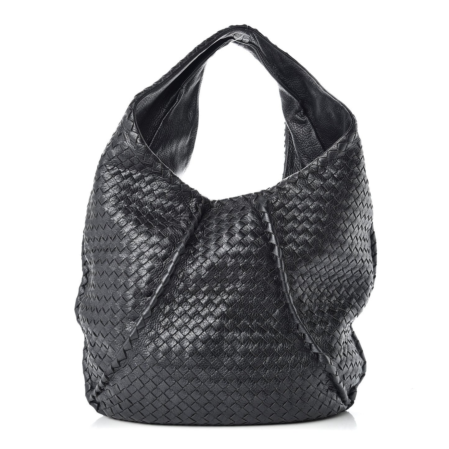 Cervo Intrecciato Large Simple Hobo Gunmetal