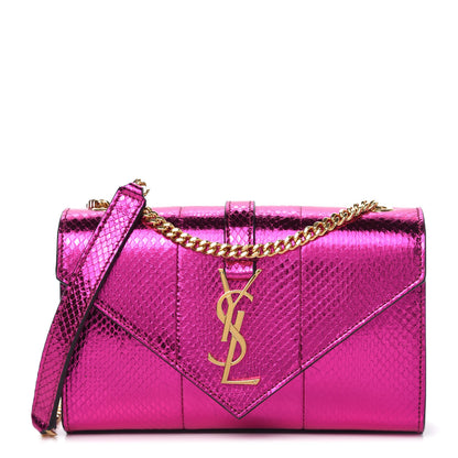 Saint Laurent Metallic Ayers Monogram Shoulder Bag Shiny Fuxia 1 of 9