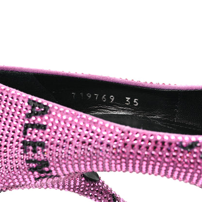 Balenciaga Strass Suede Allover Logo Square Knife 110mm Pumps 35 Pink Black 8 of 8