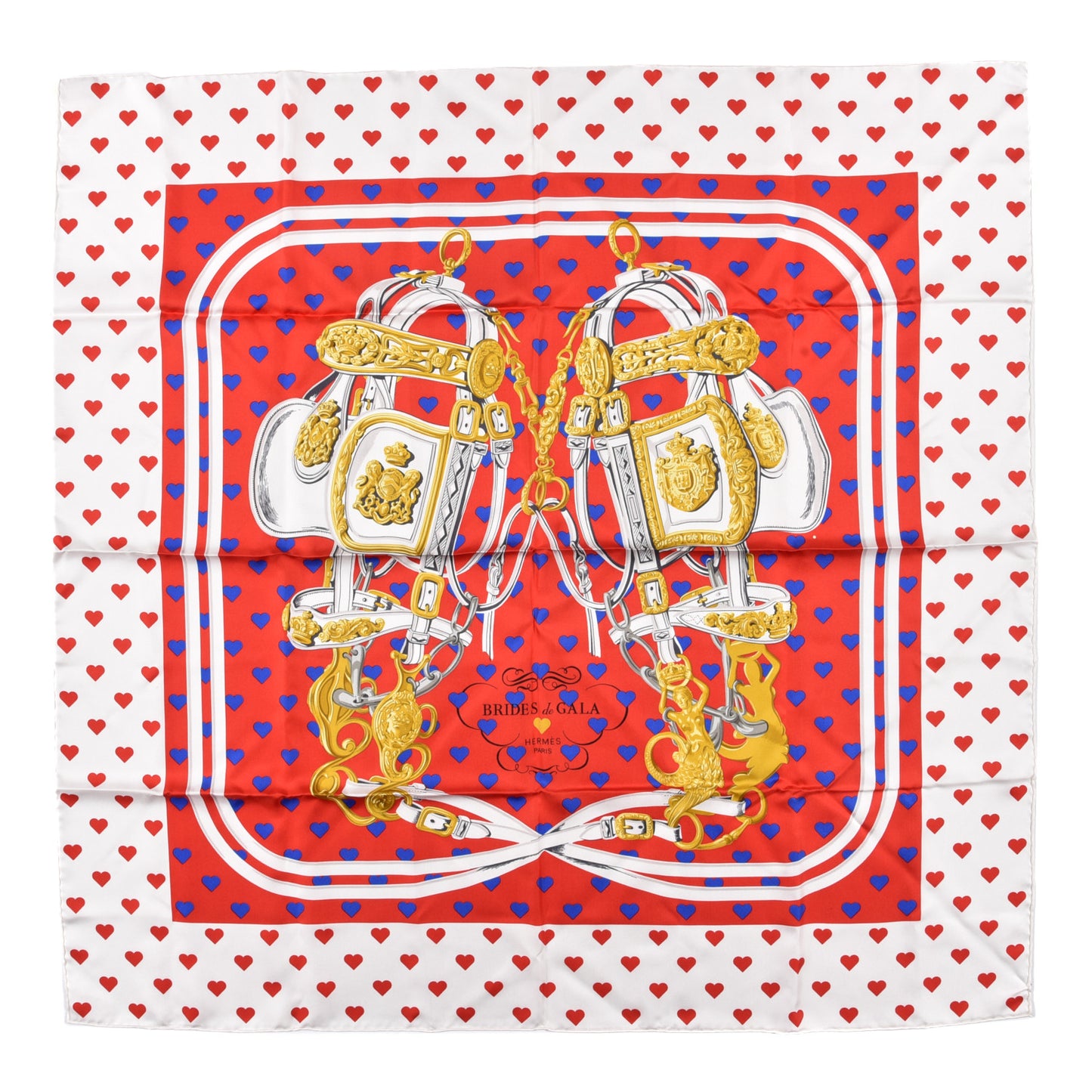 Silk Brides De Gala Love Scarf 90 Rouge Vif Marine White