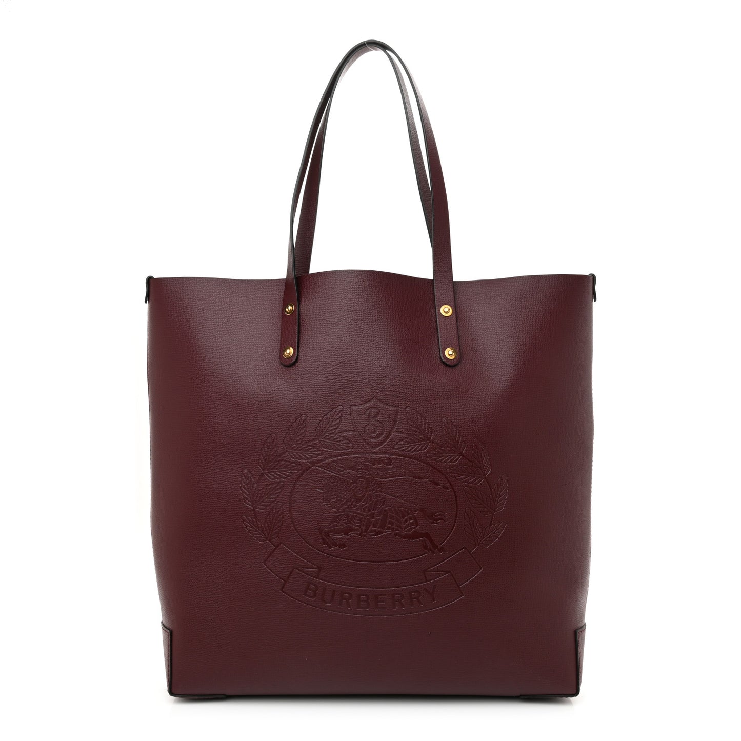 Calfskin Crest Embossed Large Tote Burgundy