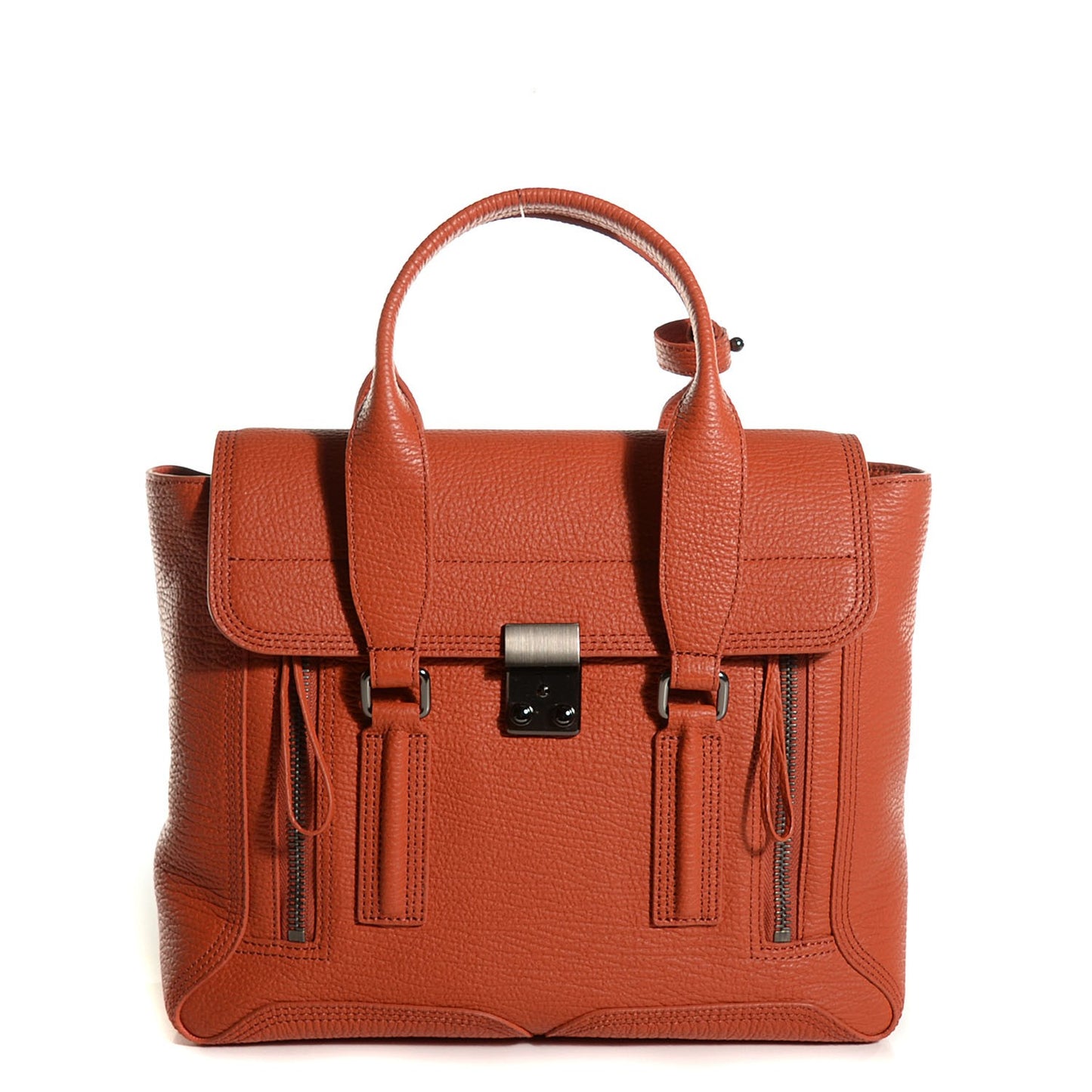 3.1 Textured Calfskin Medium Pashli Satchel Persimmon