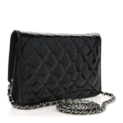 Chanel Patent Quilted Brilliant Wallet On Chain WOC Black 3 of 10