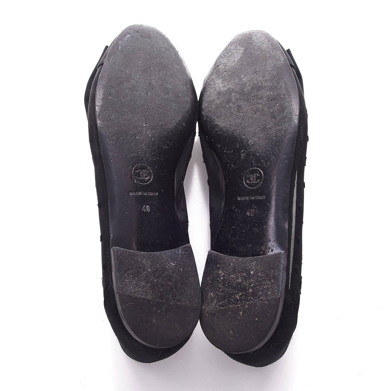 Chanel Mesh Grosgrain Bow CC Ballet Flats 40 Black 7 of 9
