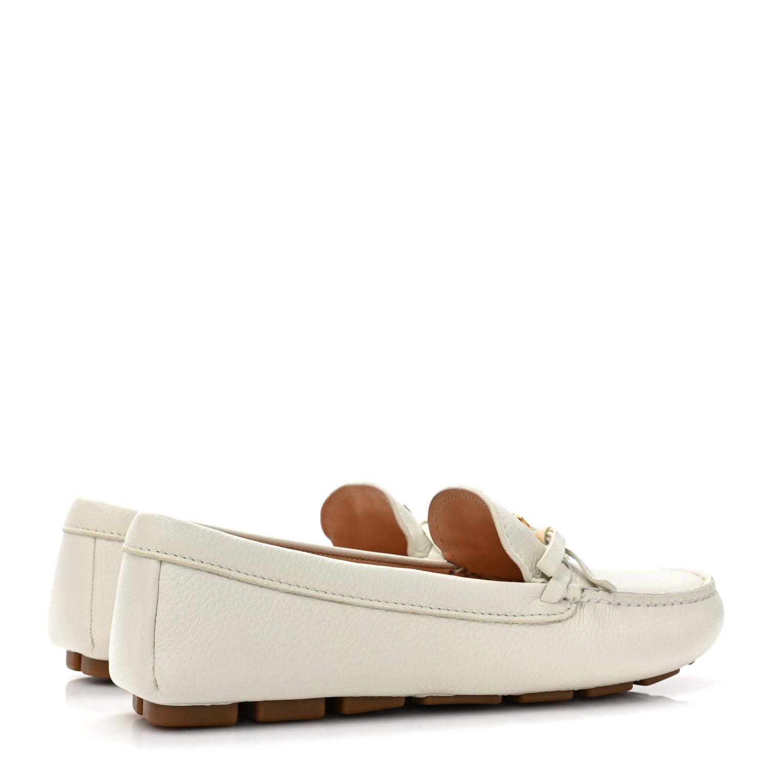 Prada Calfskin Bow Driving Loafer 36 White 4 of 13