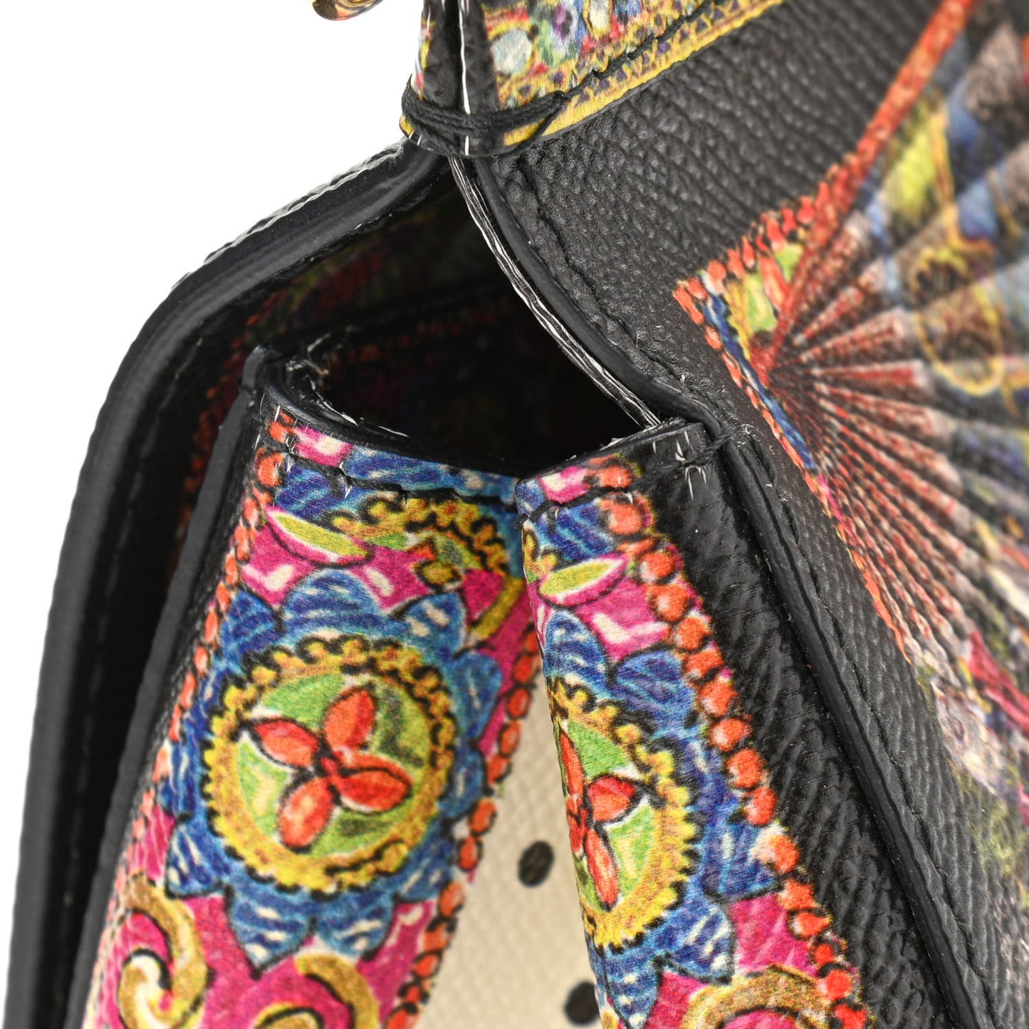 Dauphine Fan Foulard Medium Miss Sicily Satchel Black Multicolor