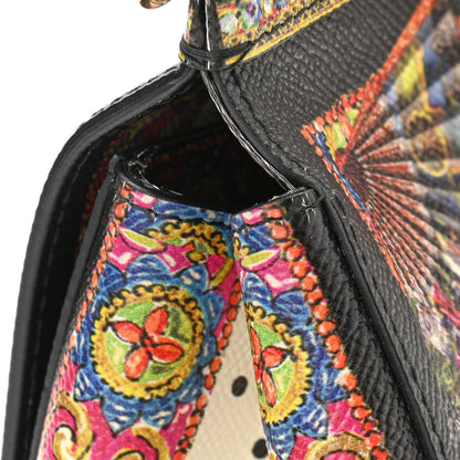 Dolce & Gabbana Dauphine Fan Foulard Medium Miss Sicily Satchel Black Multicolor 11 of 17