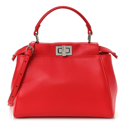 Fendi Nappa Mini Peekaboo Iconic Satchel Flamma 1 of 9