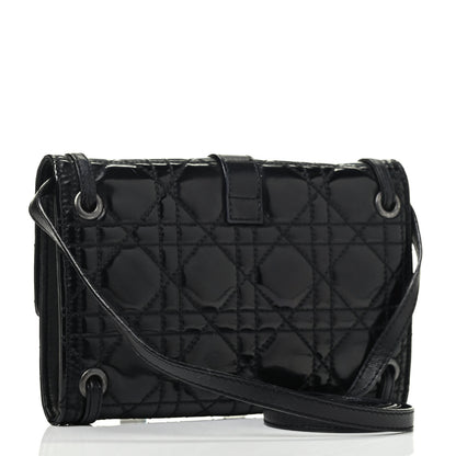Christian Dior Patent Cannage Crossbody Wallet Black 3 of 9